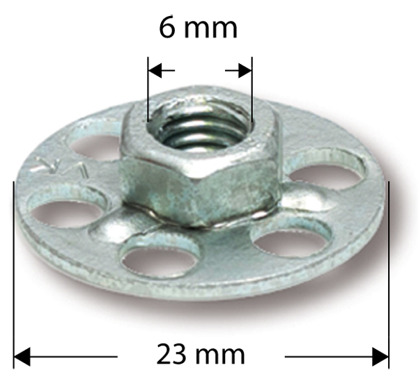 Composite Sechskantmutter M6 + 23 mm Sockel RUND1 VE = Beutel mit 5 Stück