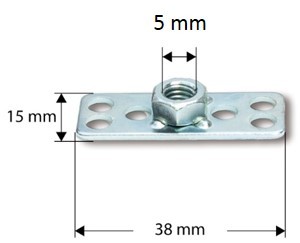 Composite Sechskantmutter M5 + Sockel RECHTECK 38x15 mm  1 VE = Beutel mit 5 Stück